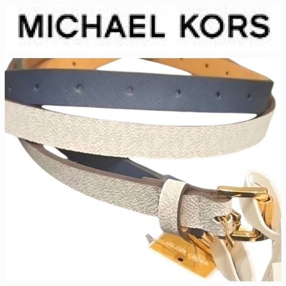 Michael Kors 2 For 1 MK Logo & Navy Belt Set - Picture 1 of 8